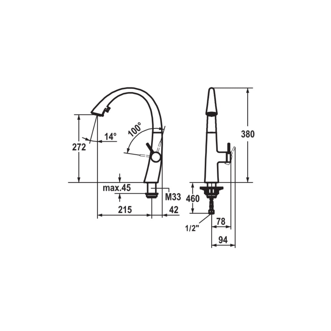 KWC Zoe Kitchen Lever Mixer with Pull Out Spray - Chrome - 10.201.102.000