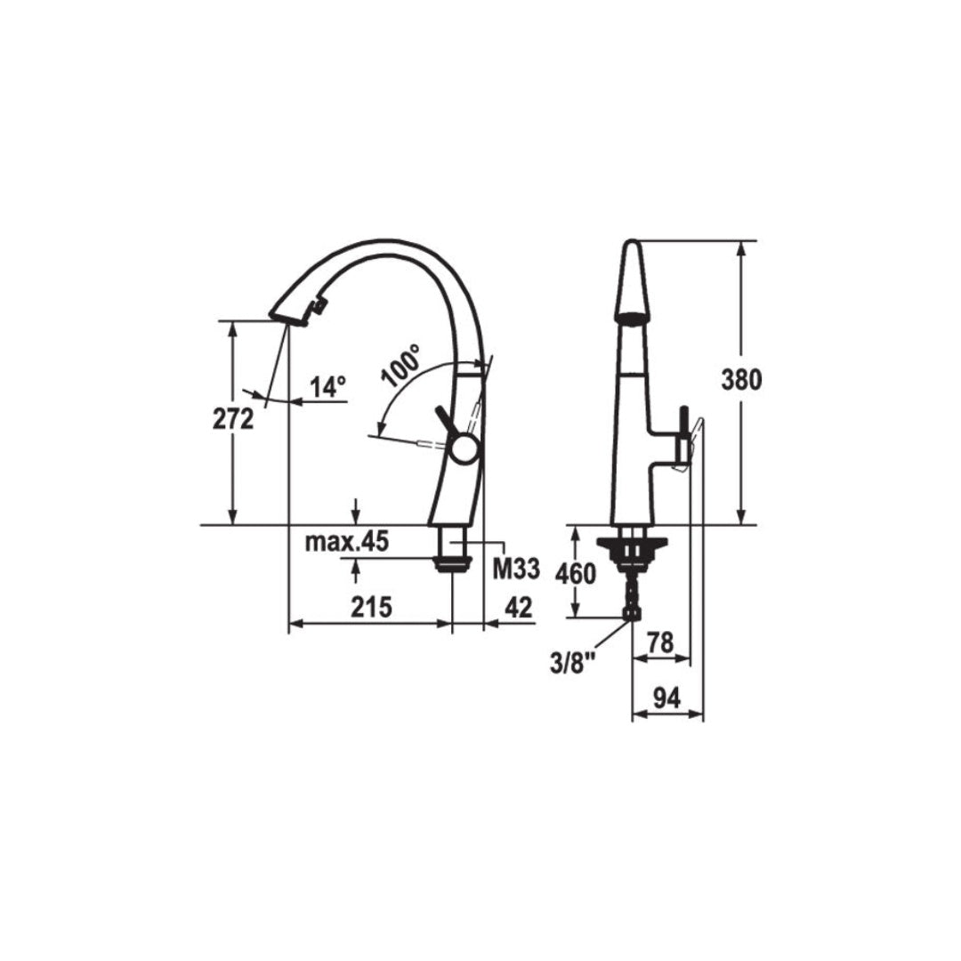 KWC Zoe Kitchen Lever Mixer with Pull Out Spray - Stainless Steel - 10.201.102.127