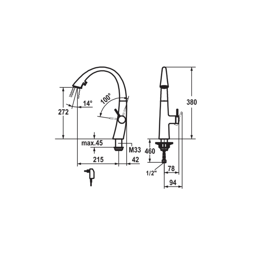 KWC Zoe Pull Out Sink Mixer with Light - Glacier White - 10.201.122.150