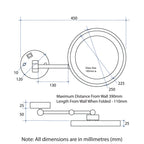 Thermogroup 3x Magnification Brushed Nickel Wall Mounted Shaving Mirror, 250mm Diameter with Concealed Wiring - L252CSMCBN