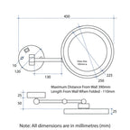 Thermogroup 5x Magnification Chrome Wall Mounted Shaving Mirror, 250mm Diameter with Concealed Wiring - L255CSMC