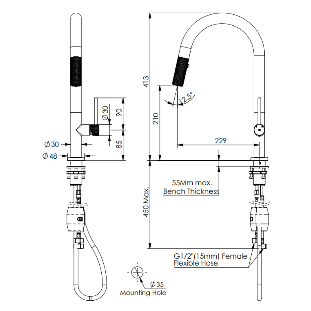Greens Reflect Pull-Down Sink Mixer Lead Free - Brushed Brass - LF2130254BB