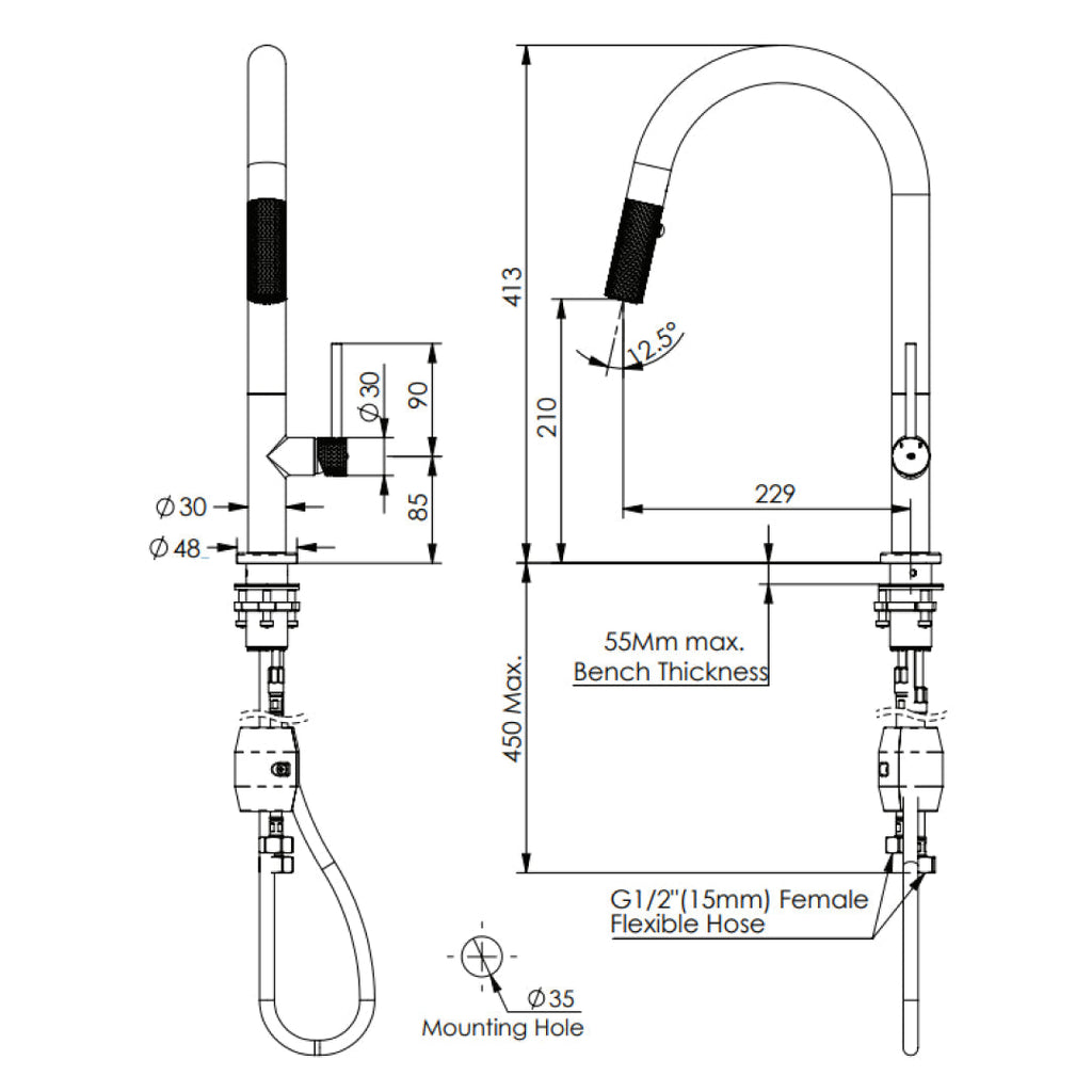 Greens Reflect Pull-Down Sink Mixer Lead Free - Brushed Nickel - LF2130254BN