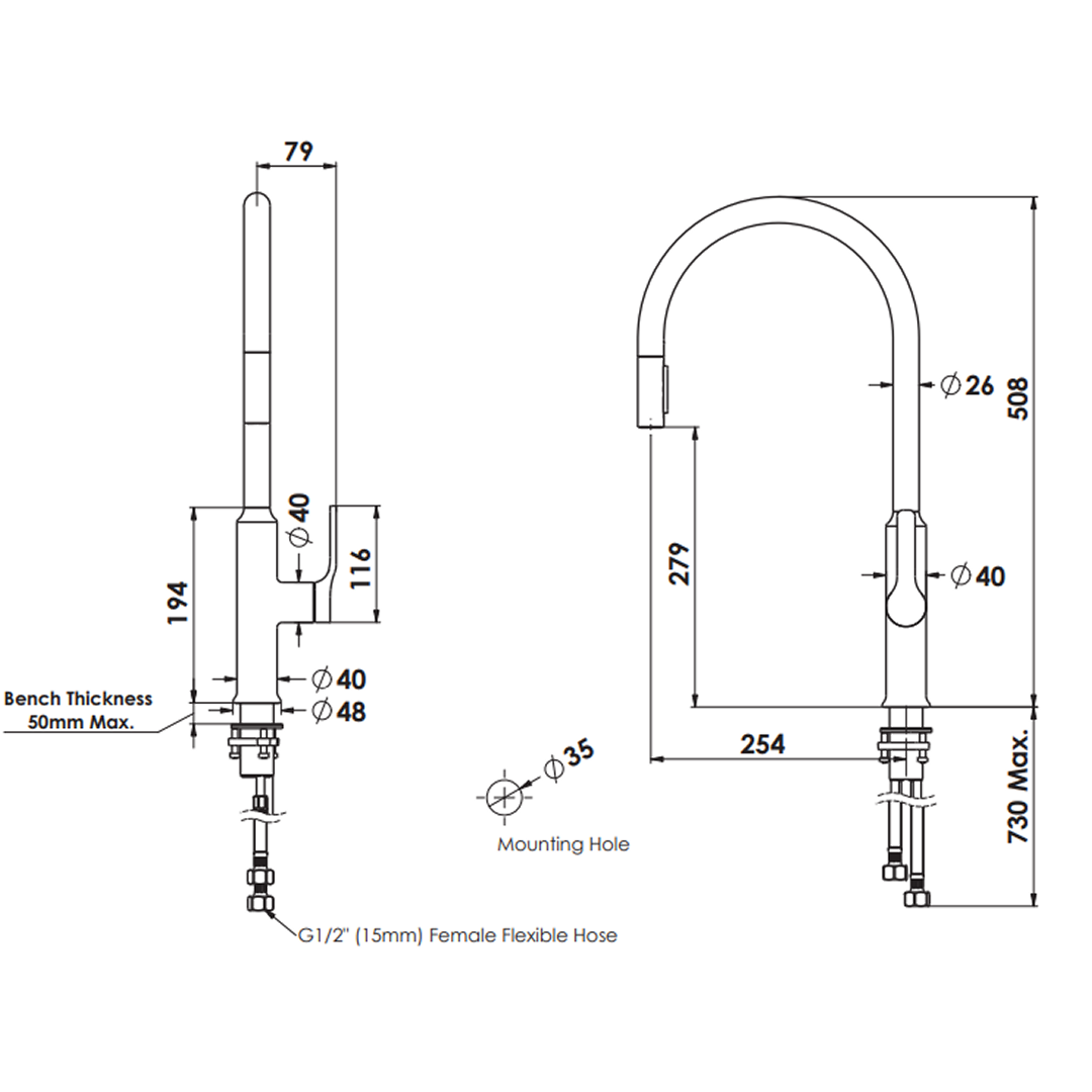 Greens Craft Pull-Down Kitchen Mixer with Chef's Spout - LF Brushed Brass - LF24803541BB