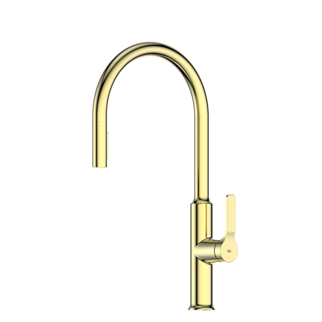 Greens Craft Pull-Down Kitchen Mixer with Kitchen Spout - LF Brushed Brass - LF24803542BB
