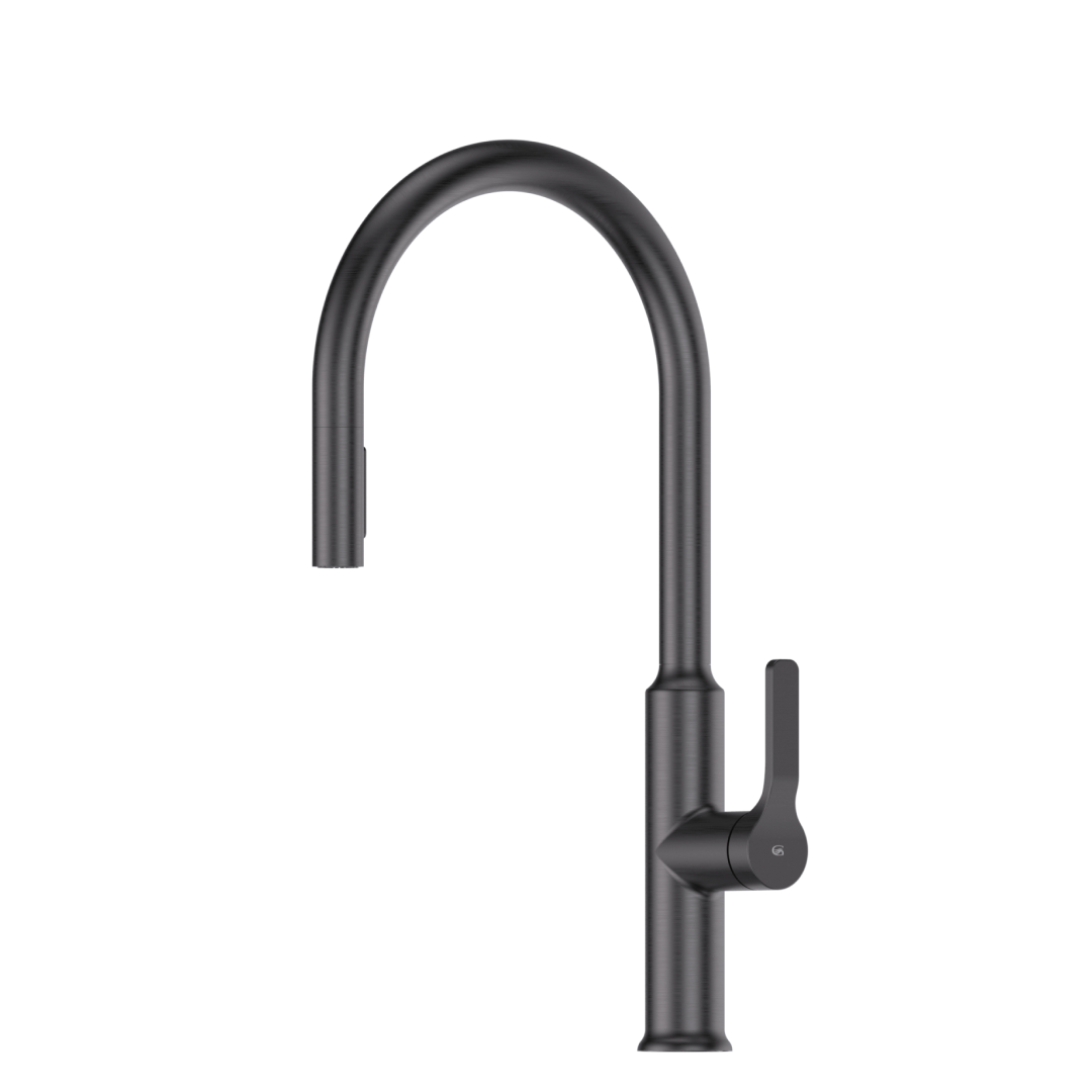 Greens Craft Pull-Down Kitchen Mixer with Kitchen Spout - LF Gun Metal - LF24803542GM