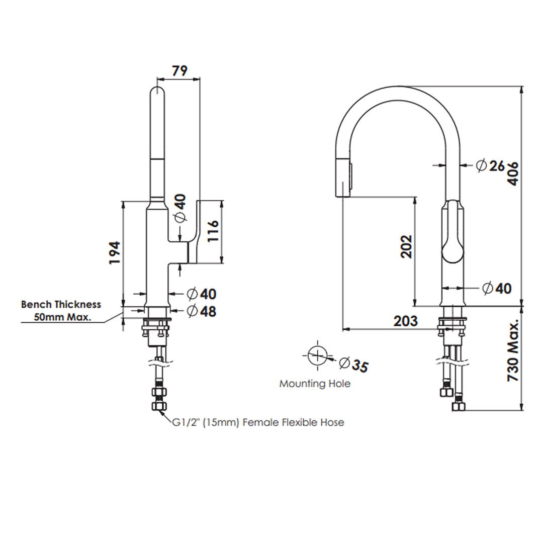 Greens Craft Pull-Down Kitchen Mixer with Prep Spout - LF Brushed Brass - LF24803543BB