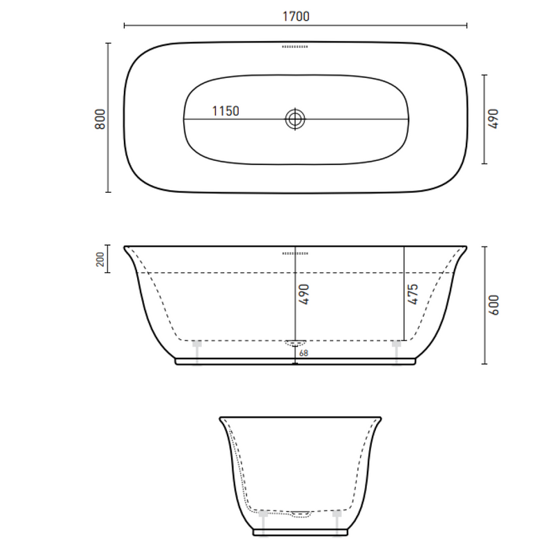 Decina Lola 1700 Freestanding Bath - LO1700WIO