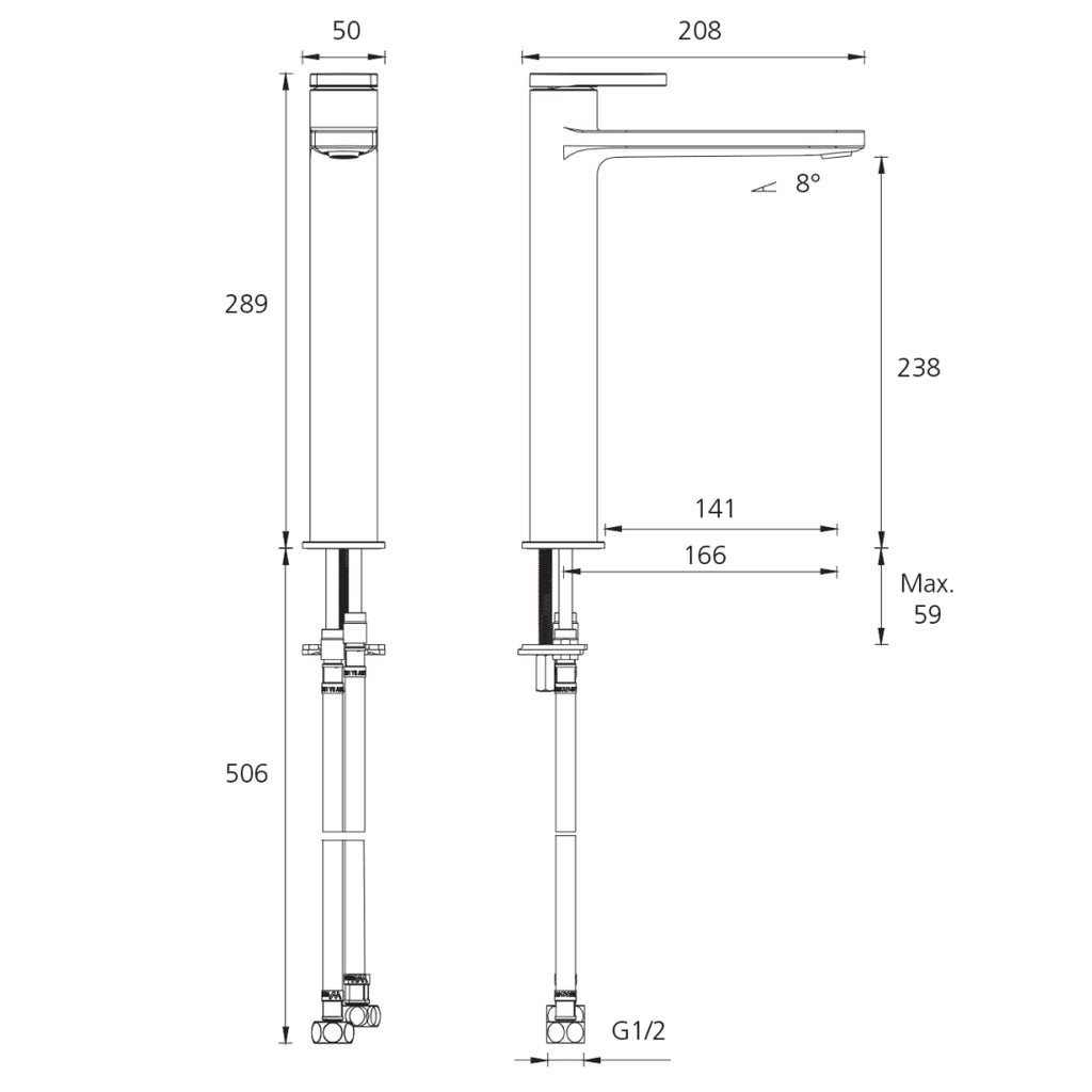 Oliveri London Tower Basin Mixer - LF Chrome - LON096500FCR