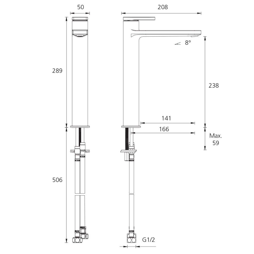 Oliveri London Tower Basin Mixer - LF Chrome - LON096500FCR