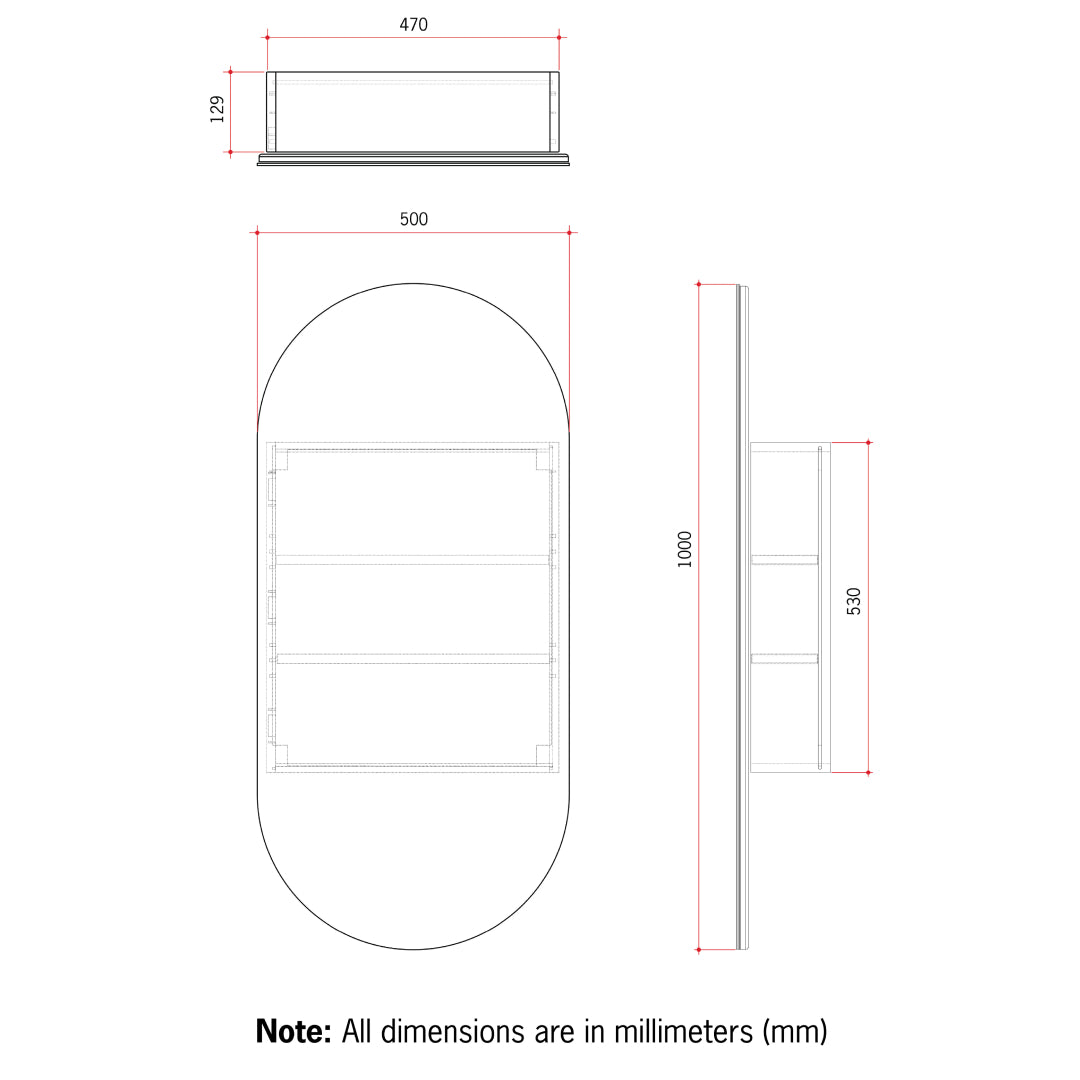 Thermogroup LP5010B Pill Black Mirror Cabinet