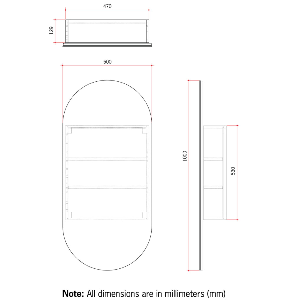 Thermogroup LP5010W Pill White Mirror Cabinet
