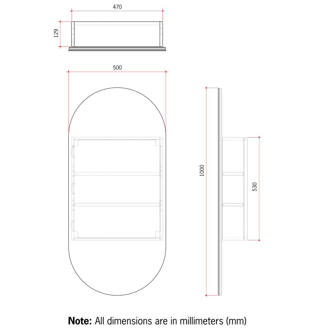 Thermogroup LP5010W Pill White Mirror Cabinet