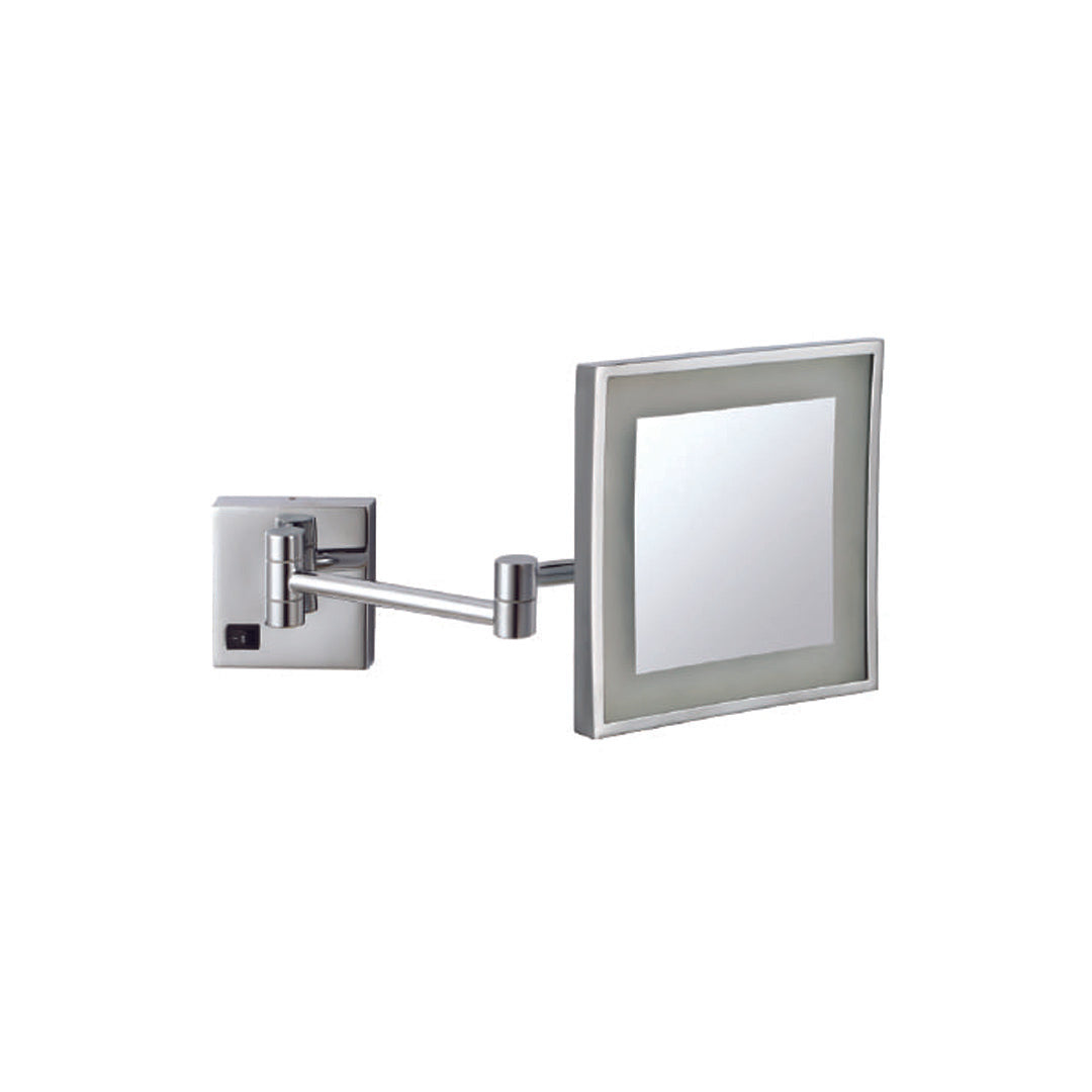 Thermogroup 3x Magnification Chrome Wall Mounted Shaving Mirror, 200x200mm with Exposed Wiring - LS205CSME