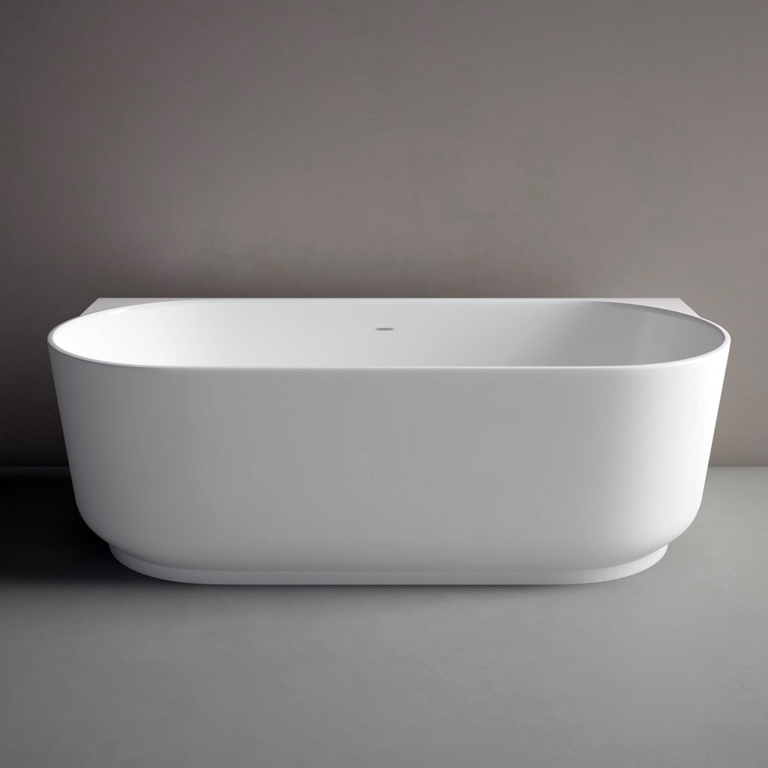 Studio Bagno Lust 1700 Back to Wall Freestanding Bath (Includes Overflow) - Matte White - LSW007/MW