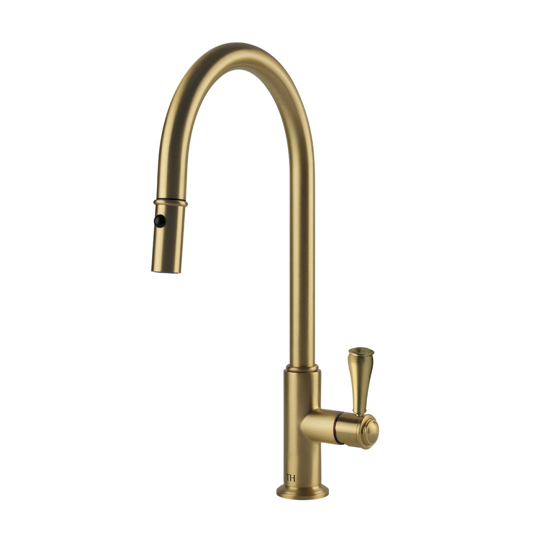 Turner Hastings Pull Out Mixer Tap w/Metal Lever Handle - Brushed Brass - LU115PM-S-BB