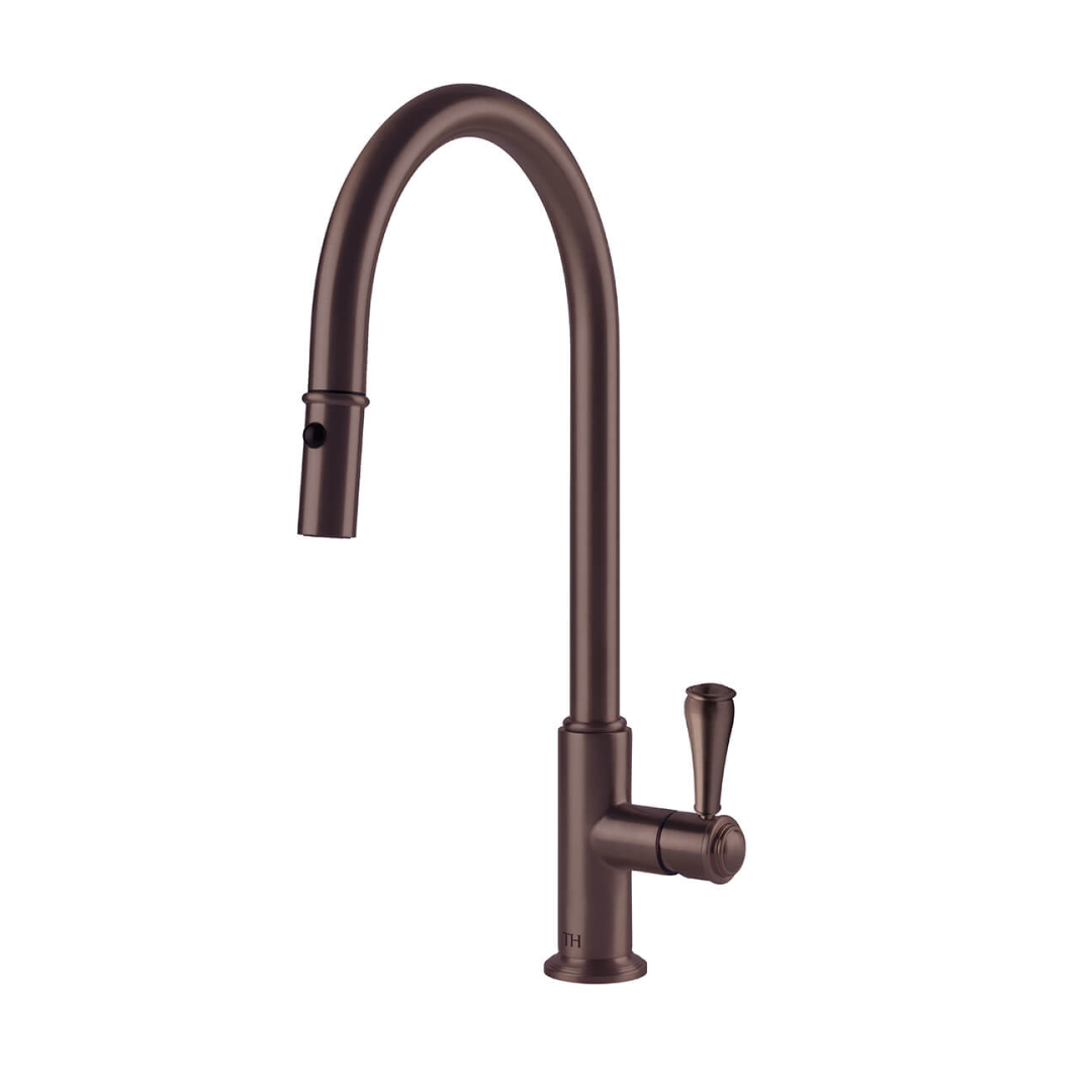 Turner Hastings Pull Out Mixer Tap w/Metal Lever Handle - English Bronze (Living Finish) - LU116PM-S-EB