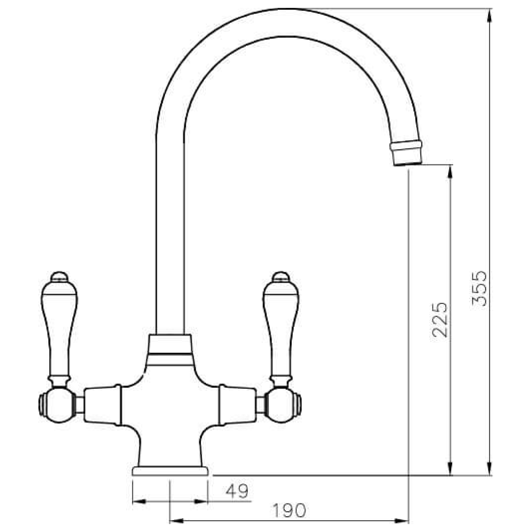 Turner Hastings Double Mixer Tap w/Metal Lever Handles - Brushed Brass - LU119DM-S-BB