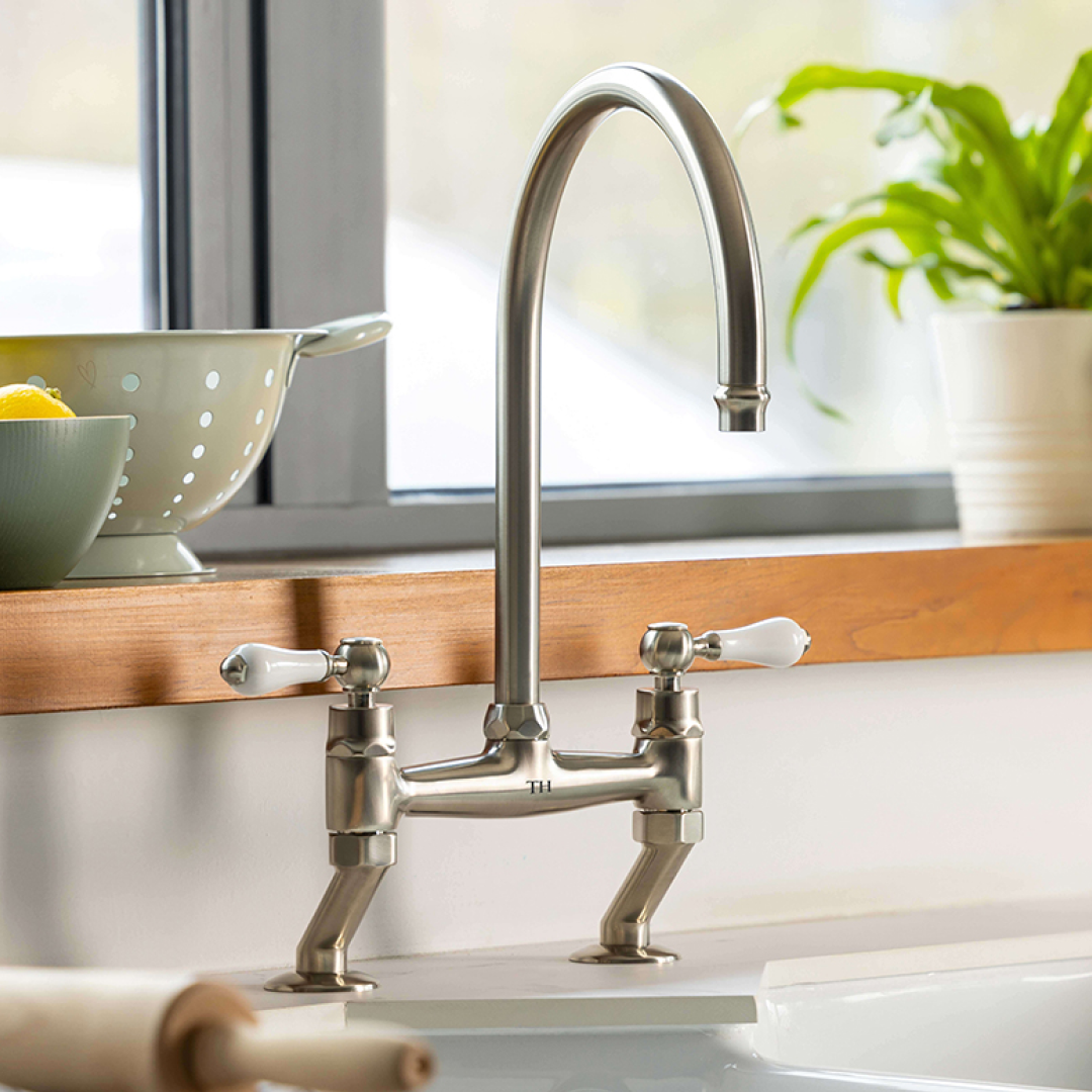 Turner Hastings Ludlow Bridge Mixer Tap w/Metal Lever Handle - Brushed Nickel - LU122BM-S-BN