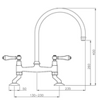 Turner Hastings Ludlow Bridge Mixer Tap w/Metal Lever Handle - Brushed Brass - LU123BM-S-BB