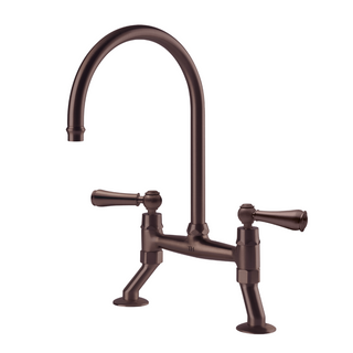 Turner Hastings Ludlow Bridge Mixer Tap w/Metal Lever Handle - English Bronze (Living Finish) - LU124BM-S-EB