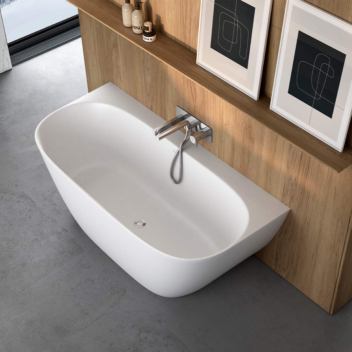 Victoria + Albert Lussari 1600 Back to Wall Bath - Matte White - LU4M-N-SM-NO