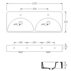 Studio Bagno Lunaris 1210 Above Counter/Wall Hung Basin - Gloss White - LUN121/0