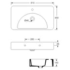 Studio Bagno Lunaris 810 Above Counter/Wall Hung Basin - Gloss White - LUN81/0