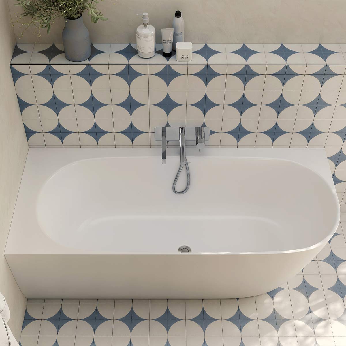 Victoria + Albert Lussari 1700 Left Corner Freestanding Bath - Matte White - LUSM-N-LH-SM-NO