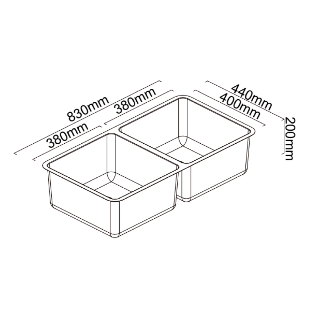 Abey Lago Double Bowl Sink Package with Gooseneck Pull-Out Sink Mixer - NL200T16
