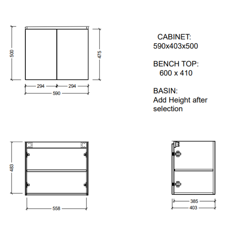 Ledin Banksia 600 Wall Hung Vanity - Prime Oak - 60BANPO-SS