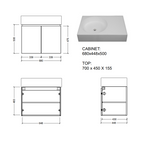 Ledin Daintree 700 Wall Hung Vanity - Prime Oak - 70DAIPO