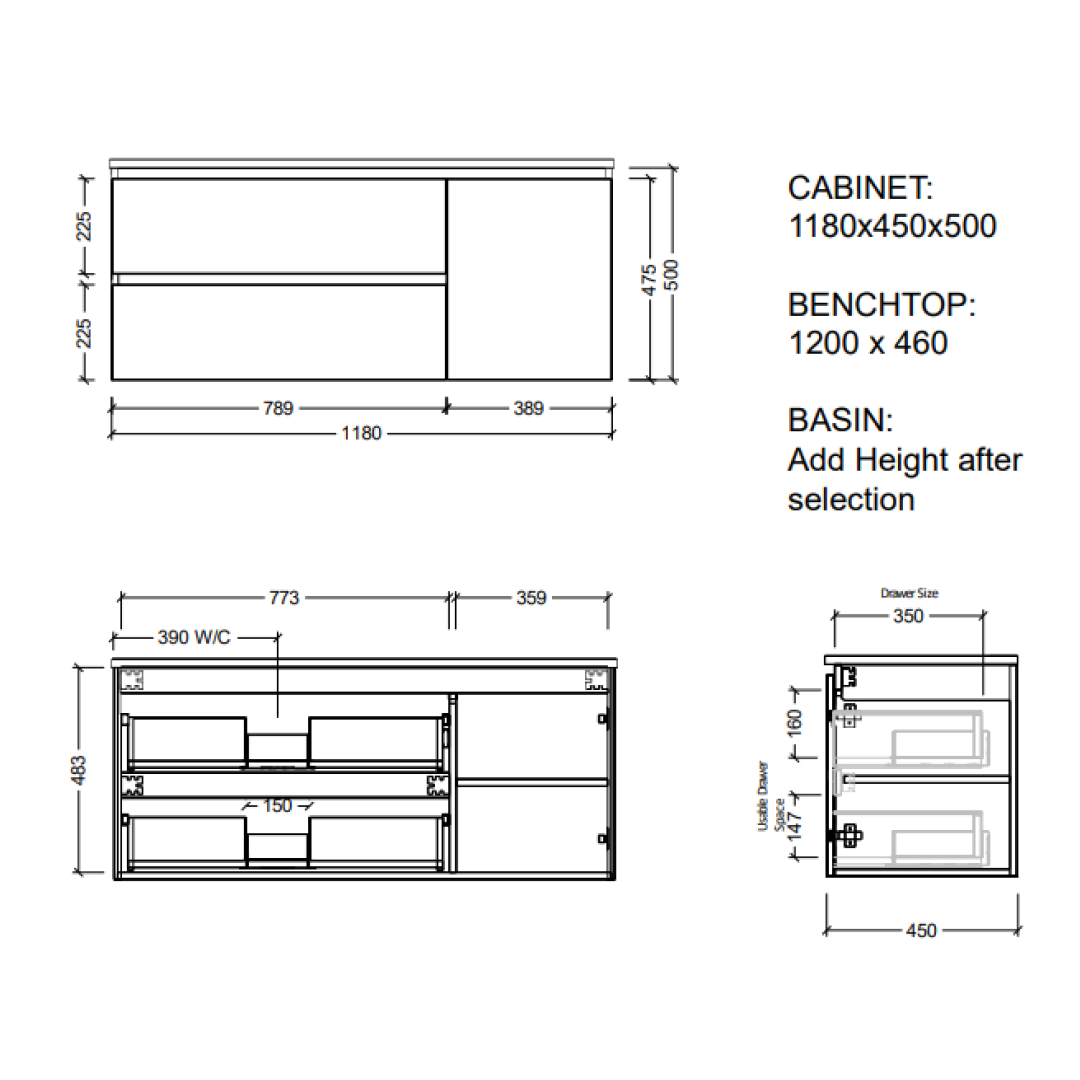 Ledin Matilda 1200 Wall Hung Vanity - Prime Oak - 12MATPO-WST
