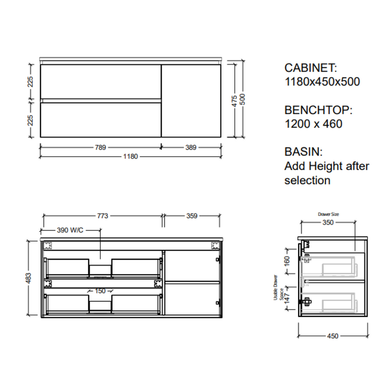 Ledin Matilda 1200 Wall Hung Vanity - Prime Oak