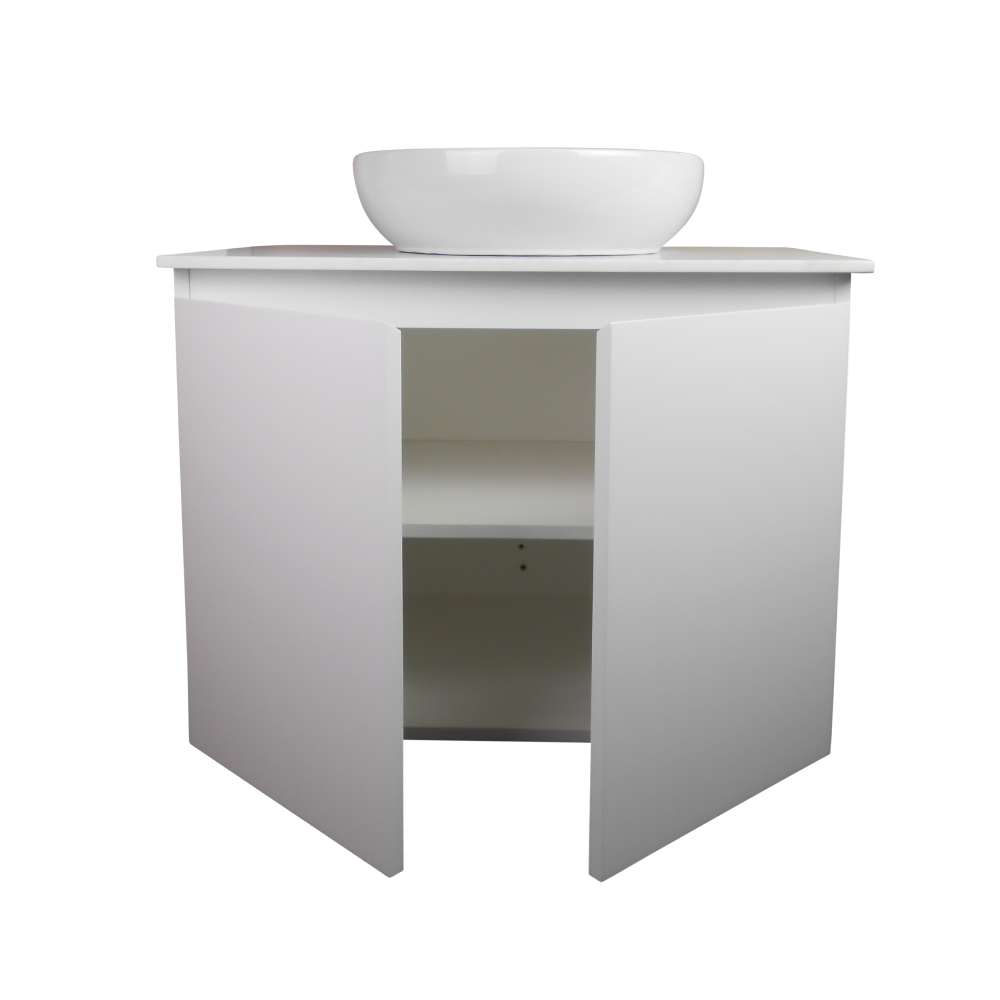 Ledin Banksia 600 Wall Hung Vanity - Satin White - 60BANSW-SS