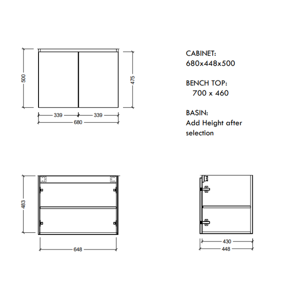 Ledin Waratah 700 Wall Hung Vanity - Satin White - 70WARSW-SS