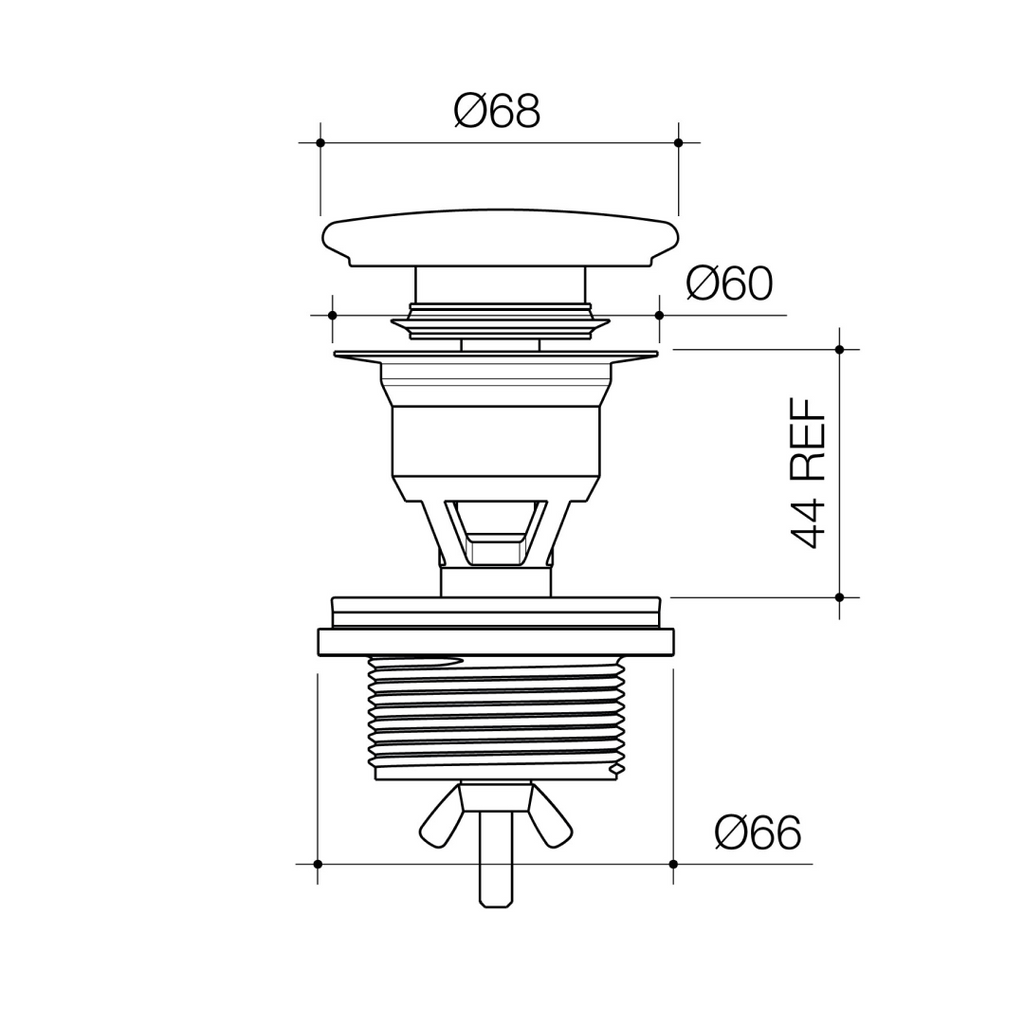 Caroma Liano II Ceramic Pop-Up Waste – Matte Black - 687350MB
