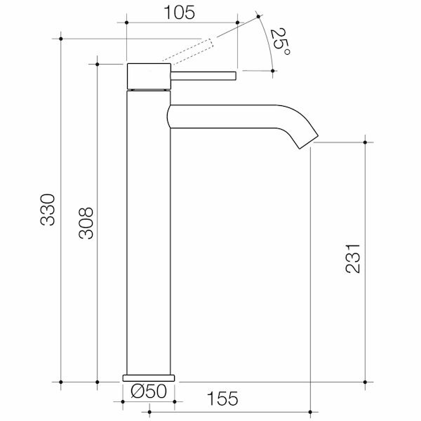 Caroma Liano II Tower Basin Mixer - LF Gun Metal - 96343GM6AF