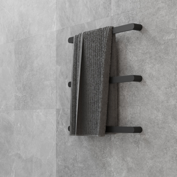 Thermorail 12V Flat Pill 632 Single Bar Heated Towel Rail - DSP6B Matte Black