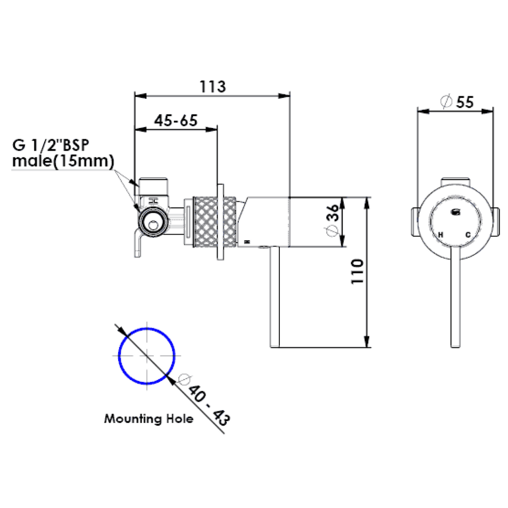 Greens Textura Shower Mixer - Matte Black - 18302577