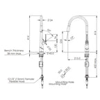 Greens Lustro Kontact Pull-Down Lead Free Sink Mixer - Brushed Brass - LF19580254BB