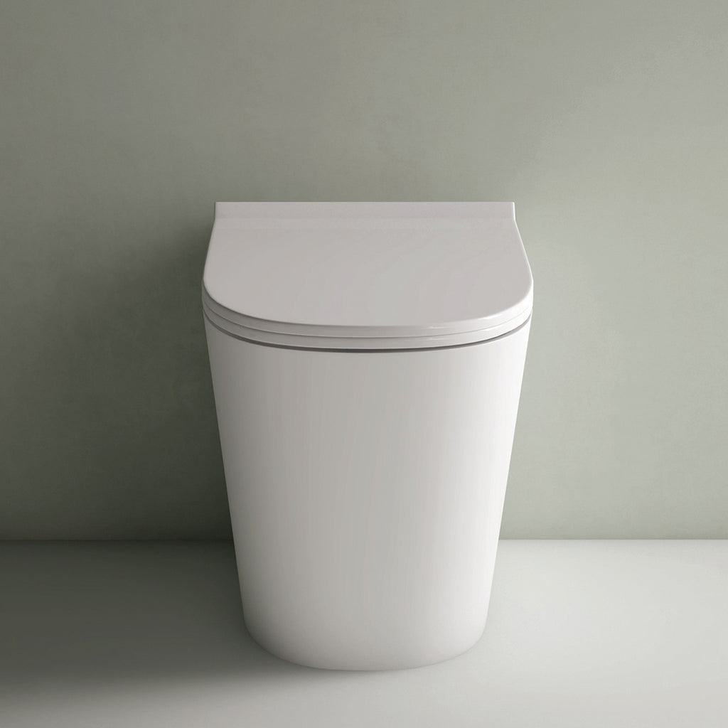 Studio Bagno Manhattan Matte White Wall Faced Pan Including OLI 74 (Mechanical) Cistern & Button - Gold Button - MAN002/MW + 601602/MC + OL154962