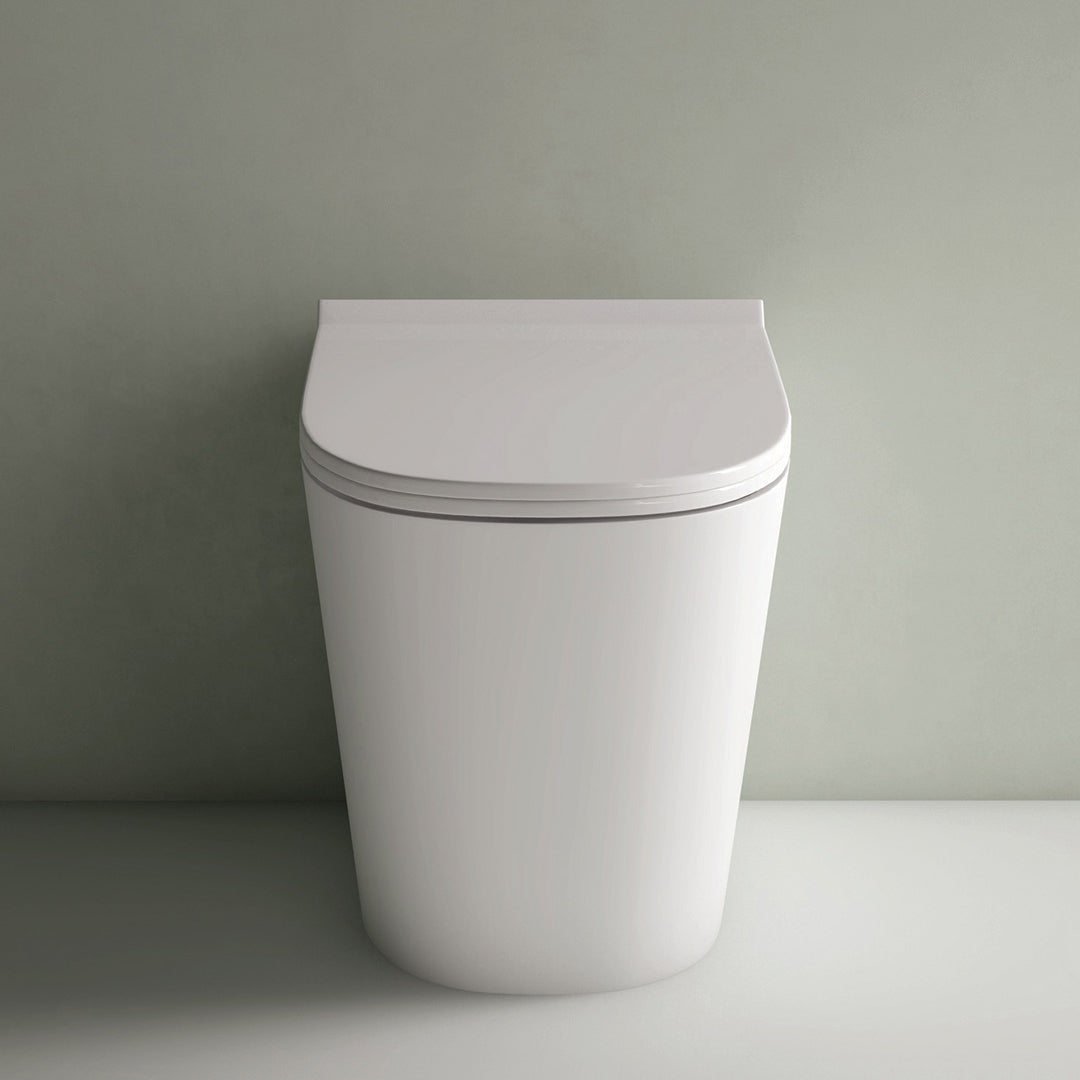 Studio Bagno Manhattan Matte White Wall Faced Pan Including OLI 74 (Mechanical) Cistern & Button - Matte Black Button - MAN002/MW + 601602/MC + OL0659056