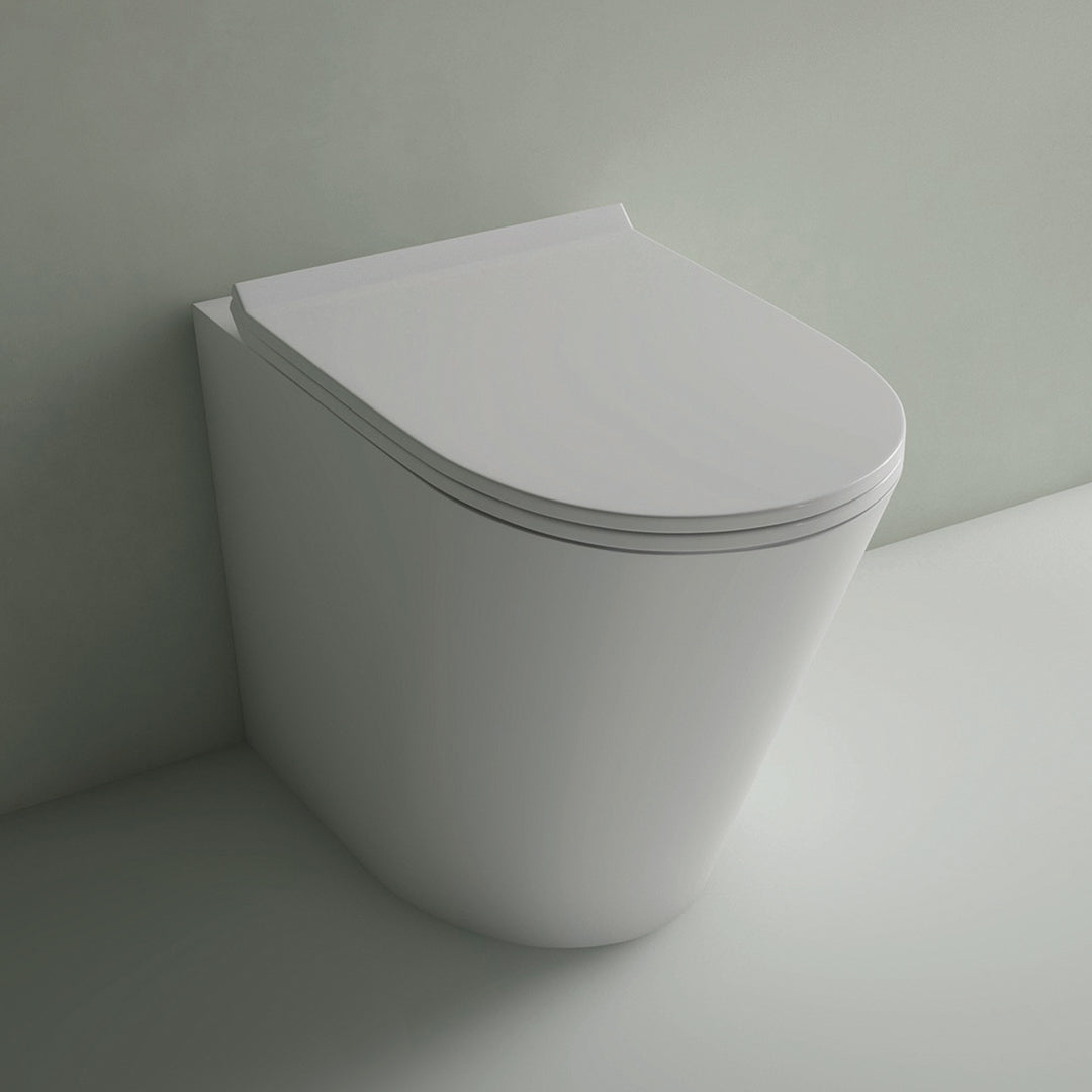 Studio Bagno Manhattan Matte White Wall Faced Pan Including OLI 74 (Mechanical) Cistern & Button - Matte Black Button - MAN002/MW + 601602/MC + OL0659056