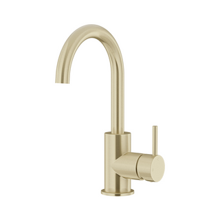 Meir Round Gooseneck Basin Mixer With Cold Start - PVD Tiger Bronze MB17-PVDBB