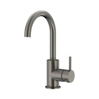 Meir Round Gooseneck Basin Mixer With Cold Start - Shadow Gun Metal MB17-PVDGM