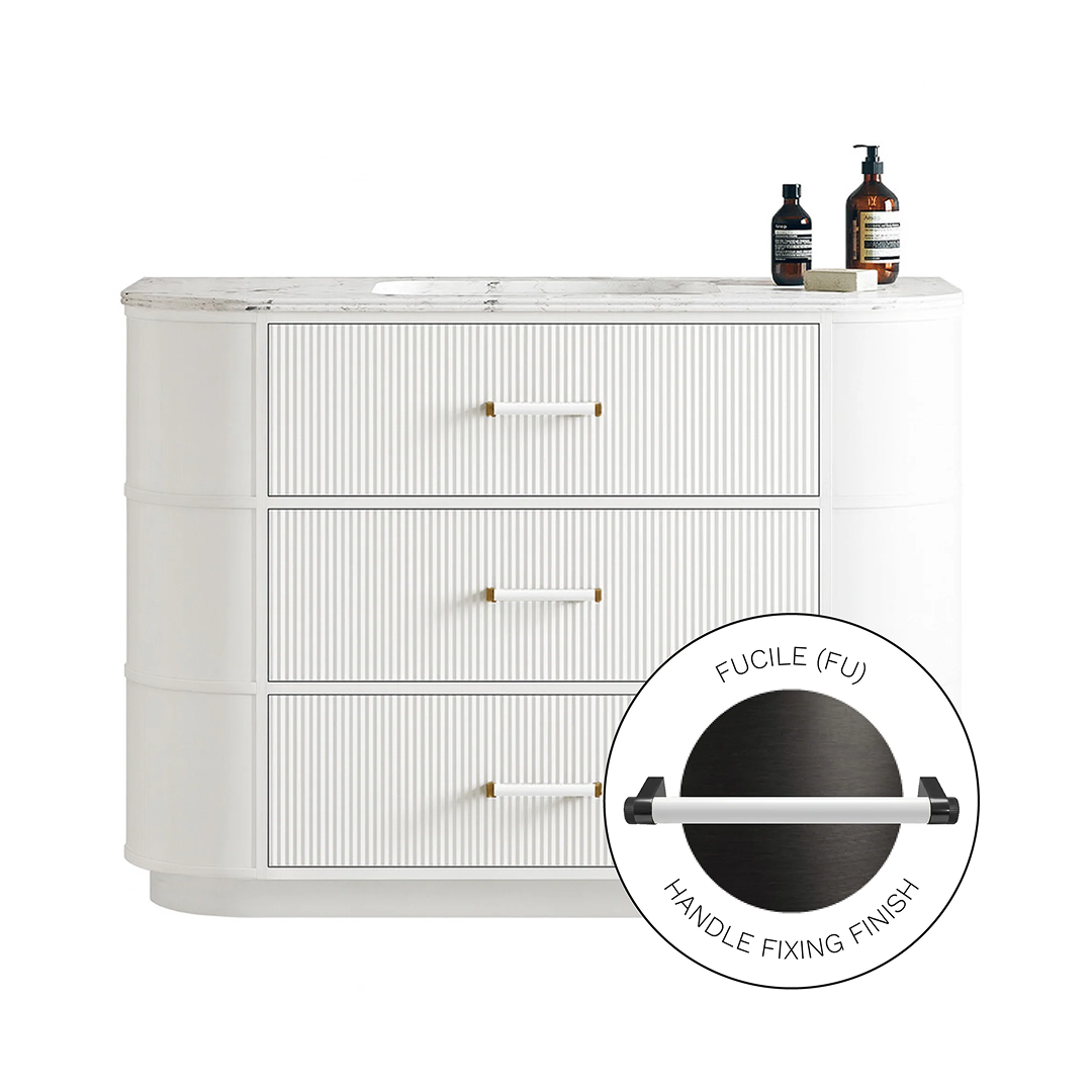 Parisi Moda 1200 Floorstanding Matte White Cabinet with Handles - Fucile No Tap Hole