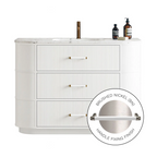Parisi Moda 1200 Floorstanding Matte White Cabinet with Handles - Brushed Nickel One Tap Hole
