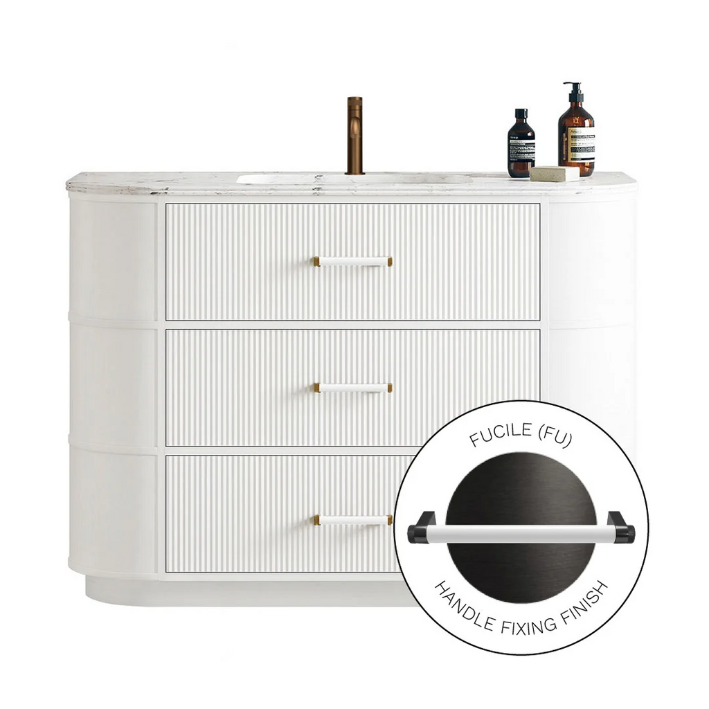 Parisi Moda 1200 Floorstanding Matte White Cabinet with Handles - Fucile One Tap Hole