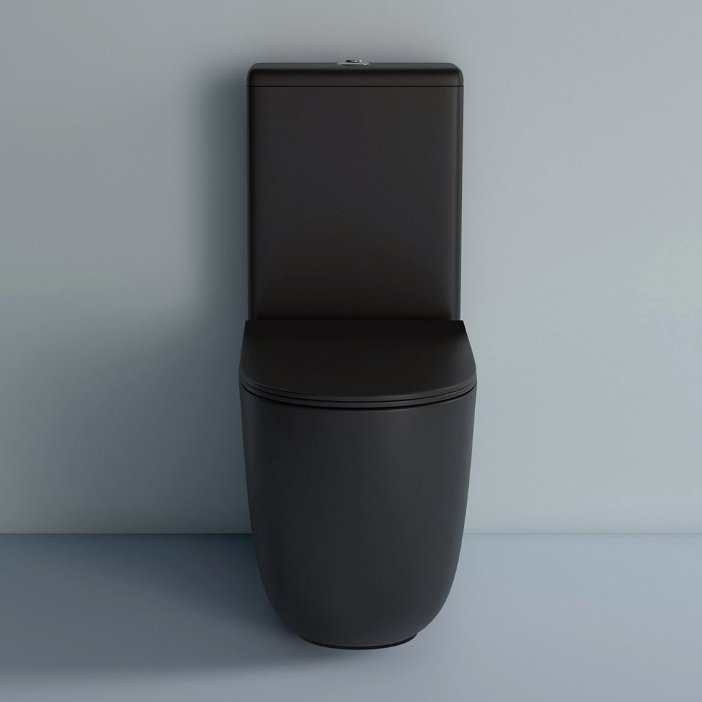 Studio Bagno Milady Rimless Matte Black Back To Wall Toilet Suite - MIL001/MB